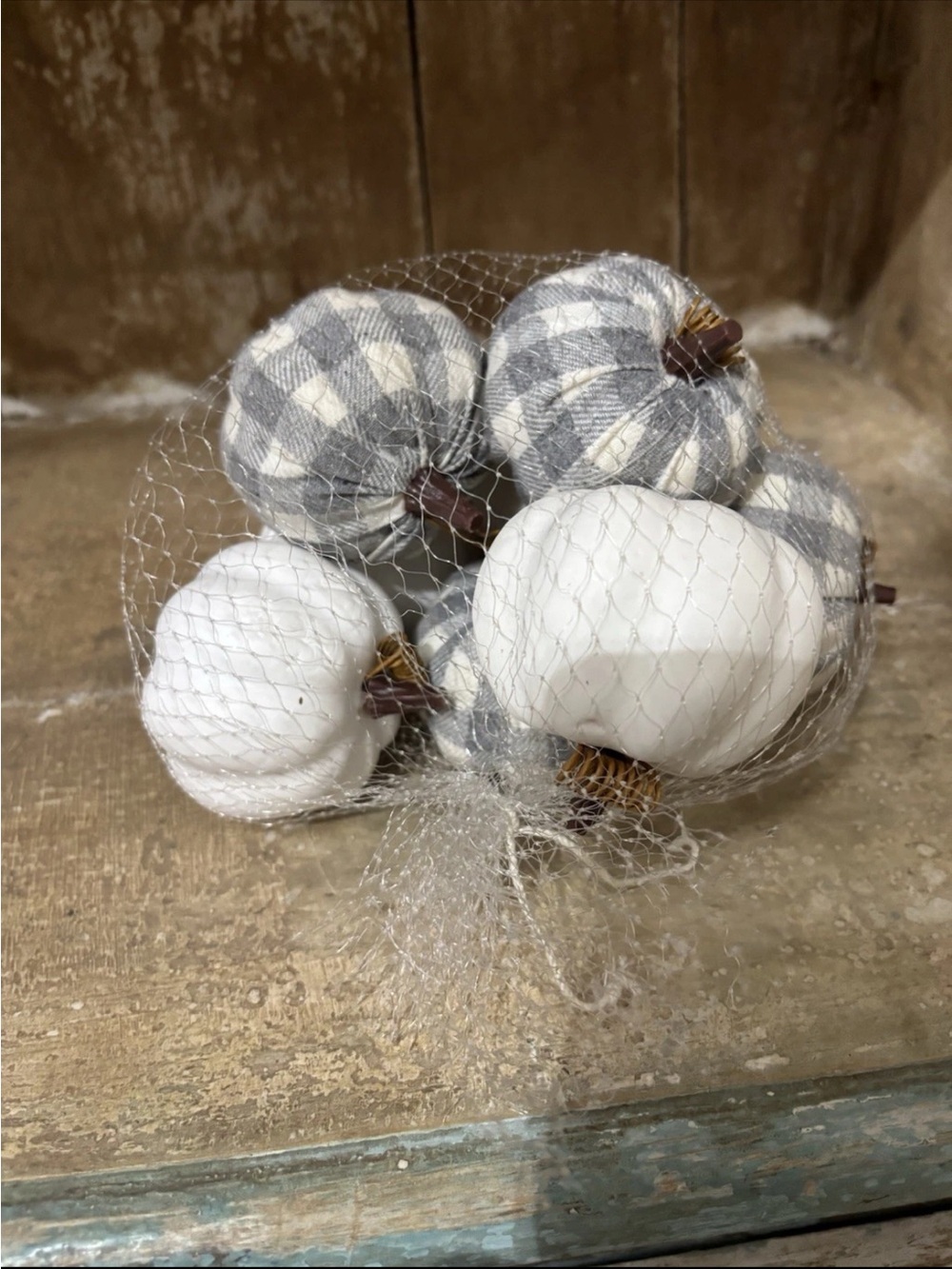 Hobby Lobby 8 Pc Gray & White Buffalo Check Pumpkins, Fall, Thanksgiving NEW